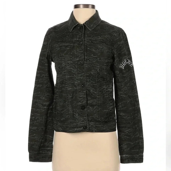 Hurley | Camouflage Camo Denim Printed Button Down Jacket Size S Small - Picture 3 of 10